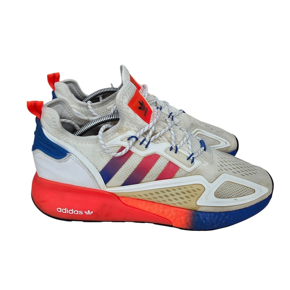 Adidas ZX 2K Boost Running Shoes Mens 11.5 Cloud White Solar Sneakers FV9996